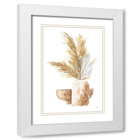 Vase Palm Leaf White Modern Wood Framed Art Print with Double Matting by Paschke, Chris