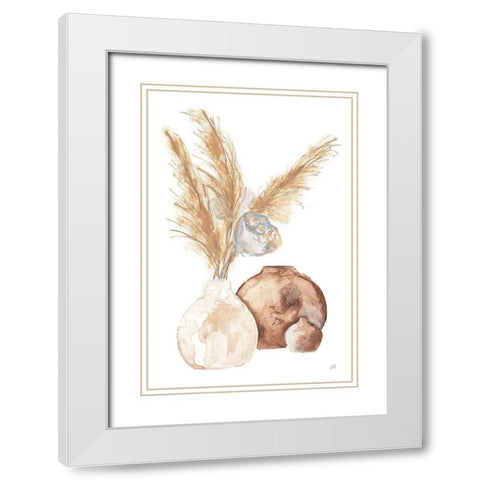 Vase Gray Lotus Pods White Modern Wood Framed Art Print with Double Matting by Paschke, Chris