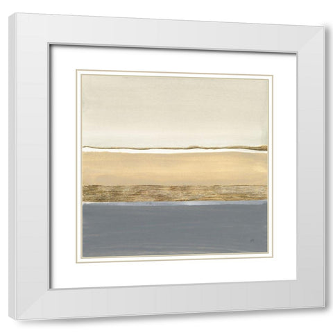 Gold Strips II White Modern Wood Framed Art Print with Double Matting by Paschke, Chris