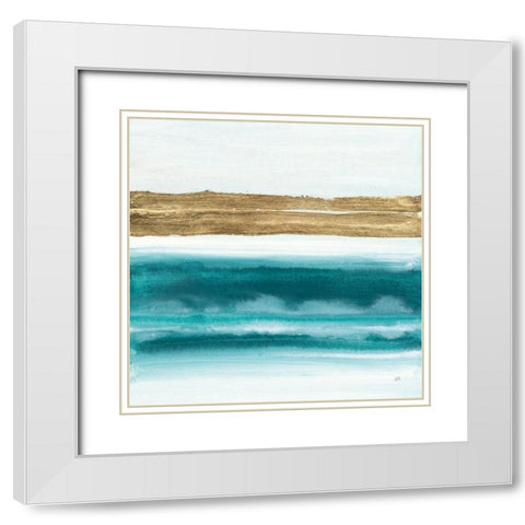 Gold Emerald III White Modern Wood Framed Art Print with Double Matting by Paschke, Chris