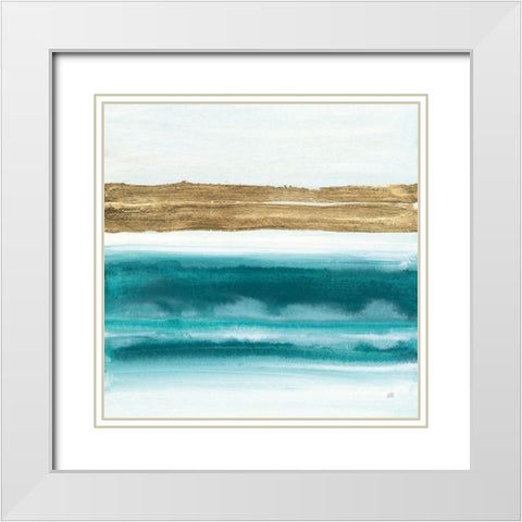 Gold Emerald III White Modern Wood Framed Art Print with Double Matting by Paschke, Chris