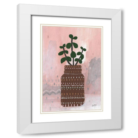 Boho Planter I White Modern Wood Framed Art Print with Double Matting by Mack, Lynn