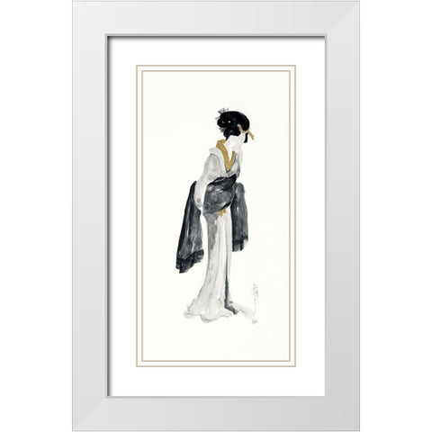 Geisha II Black and Gold White Modern Wood Framed Art Print with Double Matting by Paschke, Chris