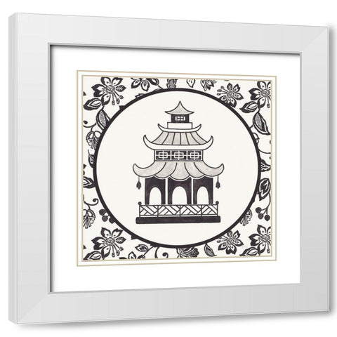 Everyday Chinoiserie VIII BW White Modern Wood Framed Art Print with Double Matting by Urban, Mary