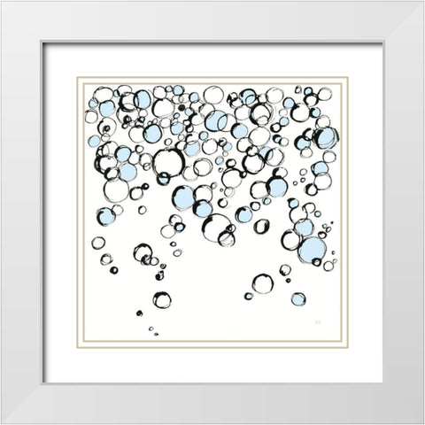 Blue Bubbles III White Modern Wood Framed Art Print with Double Matting by Paschke, Chris