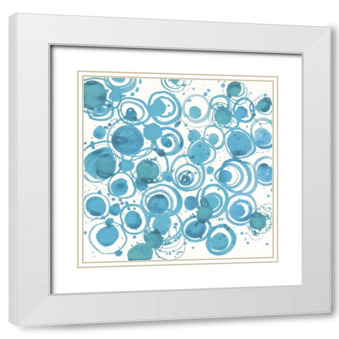 Dizzy Soft Blue Crop White Modern Wood Framed Art Print with Double Matting by Novak, Shirley