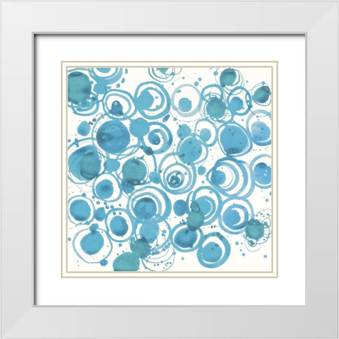 Dizzy Soft Blue Crop White Modern Wood Framed Art Print with Double Matting by Novak, Shirley