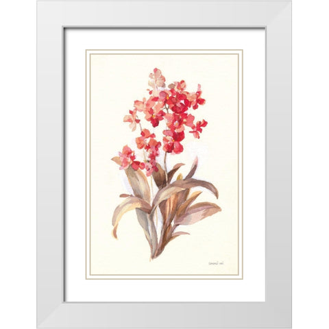 Autumn Orchid I White Modern Wood Framed Art Print with Double Matting by Nai, Danhui