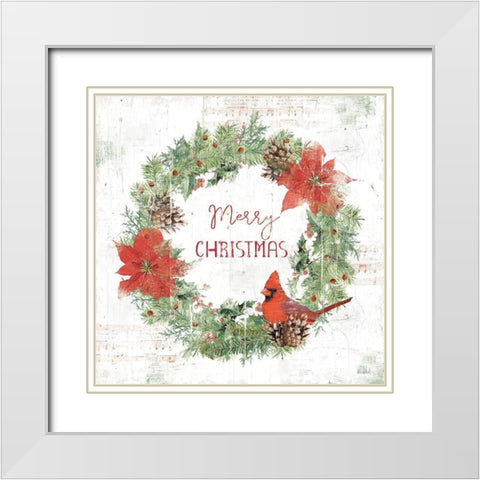 Wooded Holiday V Christmas White Modern Wood Framed Art Print with Double Matting by Pertiet, Katie