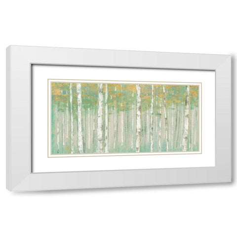 Birchs at Sunrise Gold Crop White Modern Wood Framed Art Print with Double Matting by Purinton, Julia