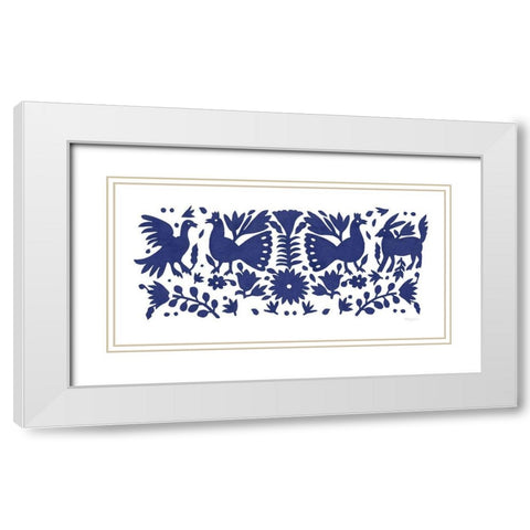 Otomi Elegance VI Blue White Modern Wood Framed Art Print with Double Matting by Green, Nancy