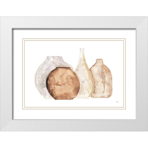 Neutral Vases IV White Modern Wood Framed Art Print with Double Matting by Paschke, Chris