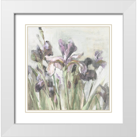 Spring Iris I Purple White Modern Wood Framed Art Print with Double Matting by Nai, Danhui