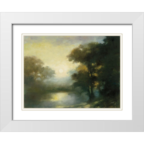 Distant Glimmer White Modern Wood Framed Art Print with Double Matting by Purinton, Julia