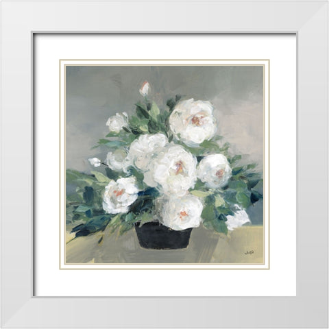 Roses of August II White Modern Wood Framed Art Print with Double Matting by Purinton, Julia