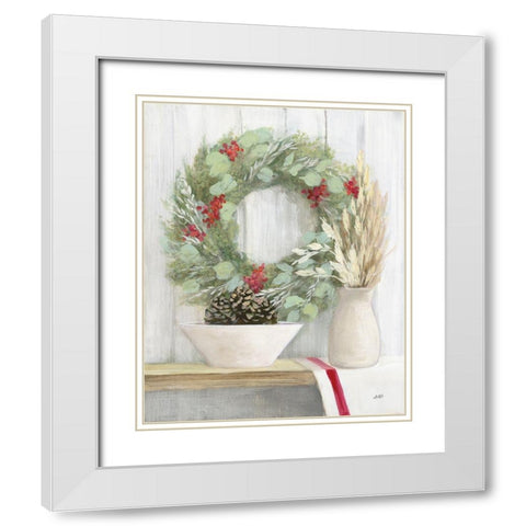 Natural Christmas I White Modern Wood Framed Art Print with Double Matting by Purinton, Julia