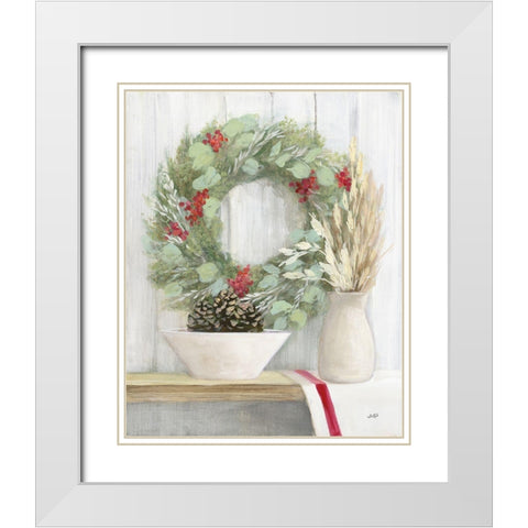 Natural Christmas I White Modern Wood Framed Art Print with Double Matting by Purinton, Julia
