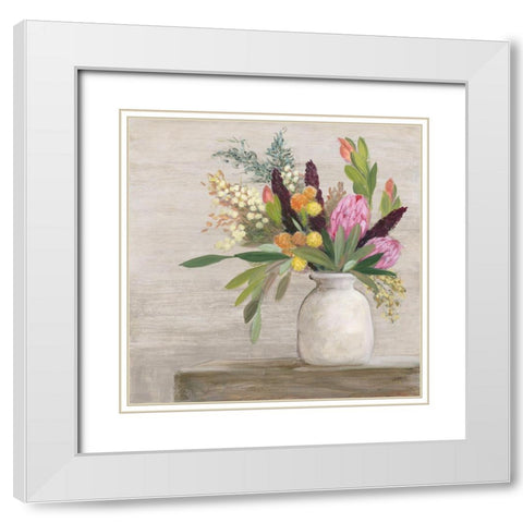Protea Still Life I White Modern Wood Framed Art Print with Double Matting by Purinton, Julia