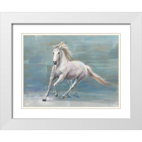 Running Free White Modern Wood Framed Art Print with Double Matting by Nai, Danhui