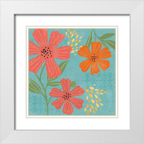 Mod Floral II No Lines White Modern Wood Framed Art Print with Double Matting by Charron, Veronique