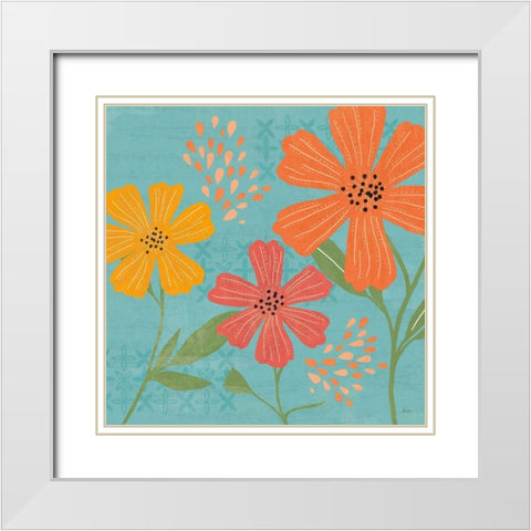 Mod Floral III No Lines White Modern Wood Framed Art Print with Double Matting by Charron, Veronique
