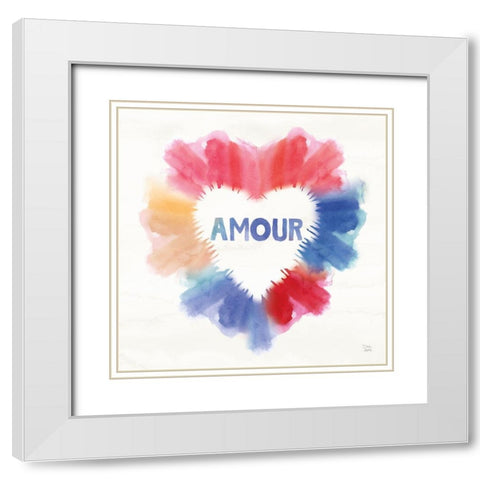 Rainbow Love II Amour White Modern Wood Framed Art Print with Double Matting by June, Dina