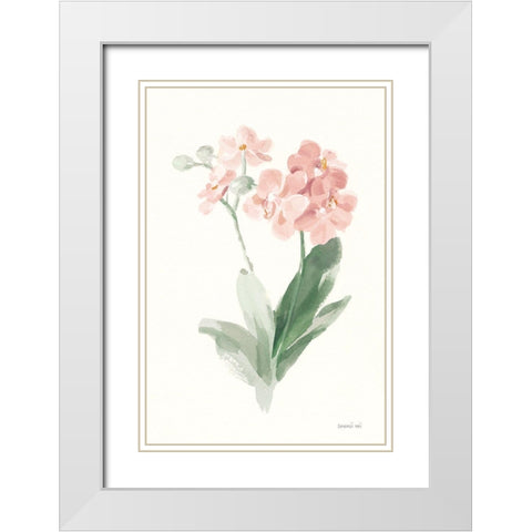 Spring Orchid II White Modern Wood Framed Art Print with Double Matting by Nai, Danhui