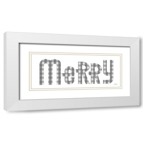 Retro Holiday Merry Gray White Modern Wood Framed Art Print with Double Matting by Marshall, Laura