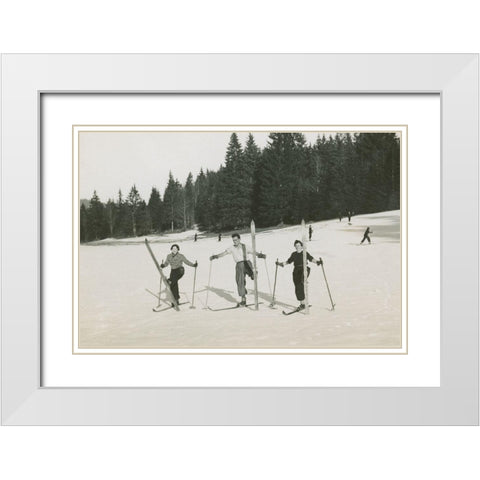 Ski Day White Modern Wood Framed Art Print with Double Matting by Wild Apple Portfolio