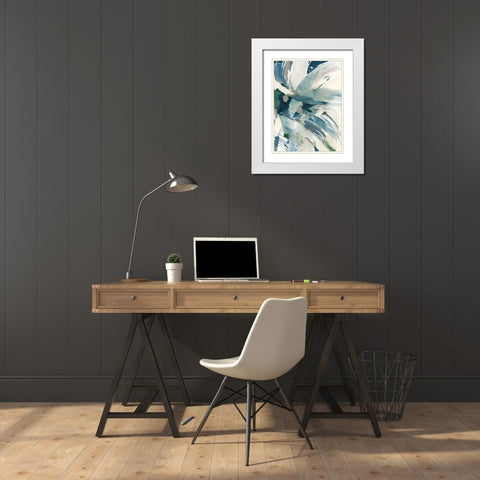 Spontaneous I Sapphire White Modern Wood Framed Art Print with Double Matting by Nai, Danhui