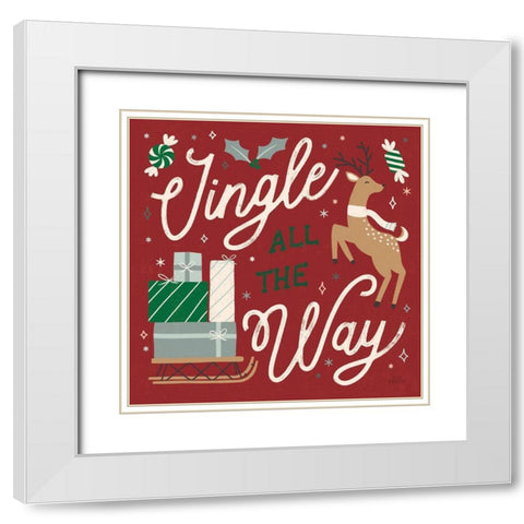 Reindeer Holiday V RG White Modern Wood Framed Art Print with Double Matting by Marshall, Laura