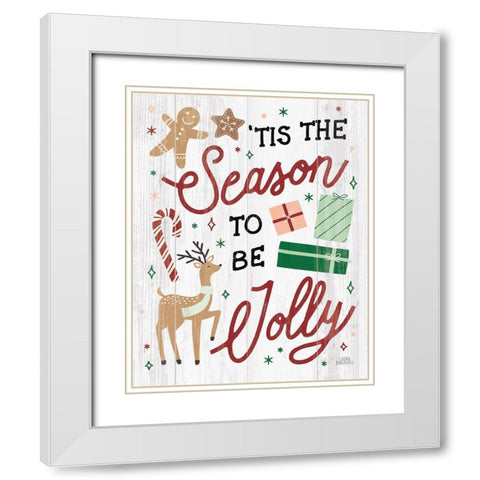 Reindeer Holiday III Shiplap White Modern Wood Framed Art Print with Double Matting by Marshall, Laura
