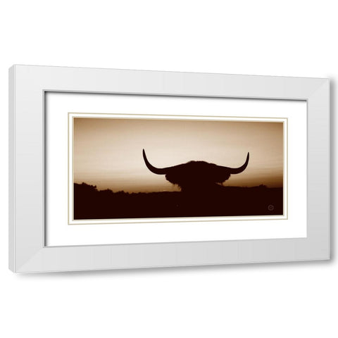 Bull Set Sepia Crop White Modern Wood Framed Art Print with Double Matting by Larson, Nathan