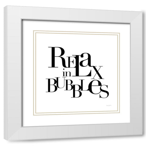 Relax in Bubbles White Modern Wood Framed Art Print with Double Matting by Charro, Mercedes Lopez