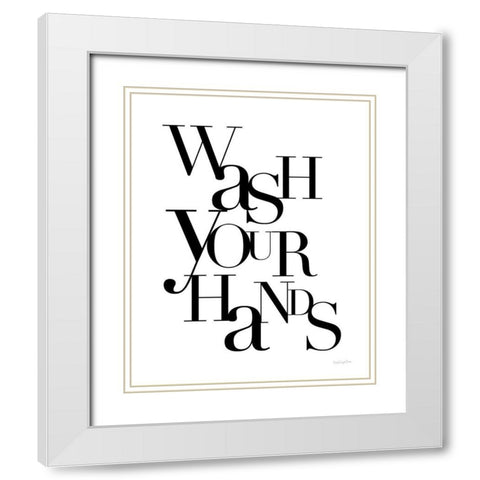 Wash Your Hands White Modern Wood Framed Art Print with Double Matting by Charro, Mercedes Lopez