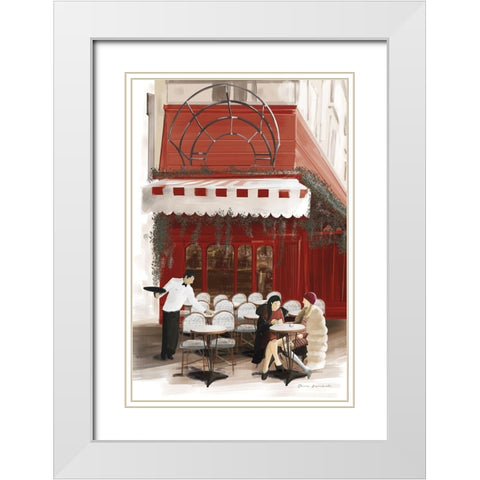 Paris Bistro Red White Modern Wood Framed Art Print with Double Matting by Escalante, Omar
