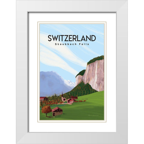 Swiss Alps White Modern Wood Framed Art Print with Double Matting by Escalante, Omar
