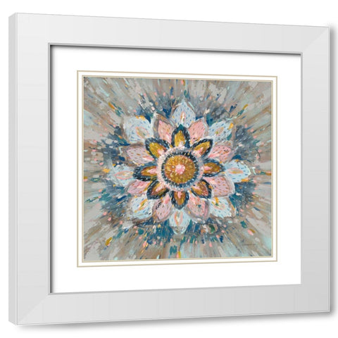 Spice Mandala White Modern Wood Framed Art Print with Double Matting by Nai, Danhui