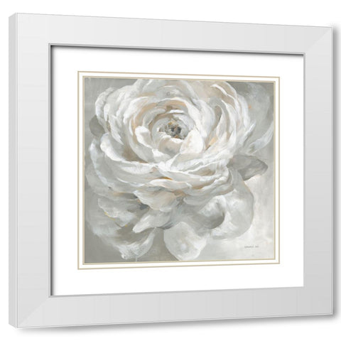 White Rose White Modern Wood Framed Art Print with Double Matting by Nai, Danhui