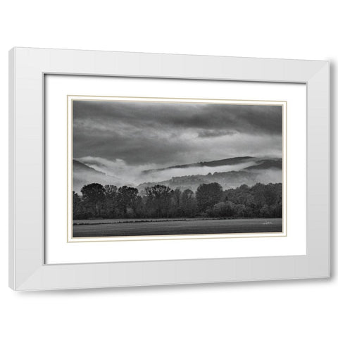 Village in the Fog White Modern Wood Framed Art Print with Double Matting by Aledanda