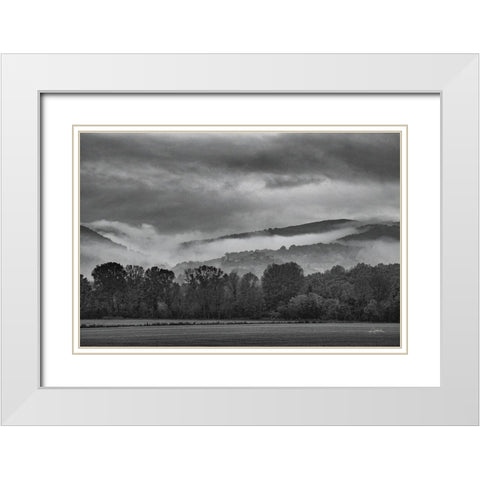 Village in the Fog White Modern Wood Framed Art Print with Double Matting by Aledanda
