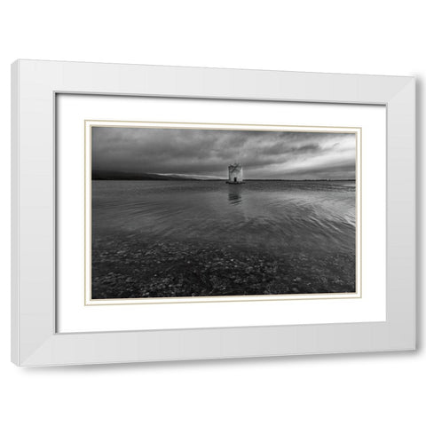 Windmill Island White Modern Wood Framed Art Print with Double Matting by Aledanda