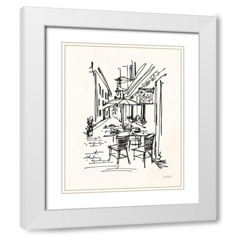 Cafe Sketch II Cream White Modern Wood Framed Art Print with Double Matting by Tavoletti, Anne