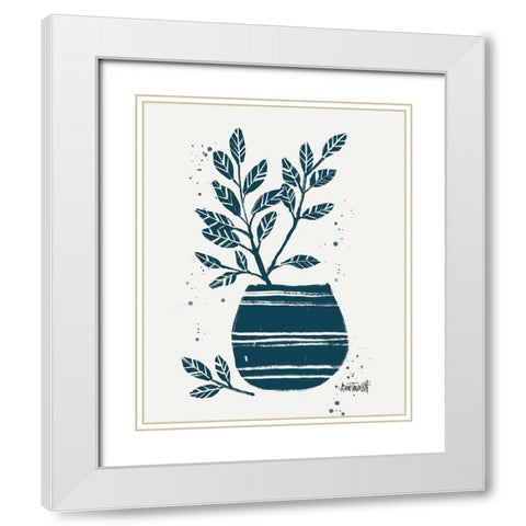 Monochrome Blue Botanical Sketches VII White Modern Wood Framed Art Print with Double Matting by Tavoletti, Anne