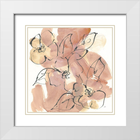 Cashmere Flora II White Modern Wood Framed Art Print with Double Matting by Paschke, Chris