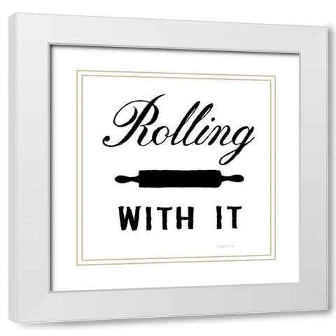 Rolling With It White Modern Wood Framed Art Print with Double Matting by Nai, Danhui