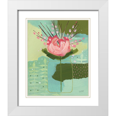 Rose II White Modern Wood Framed Art Print with Double Matting by Mack, Lynn
