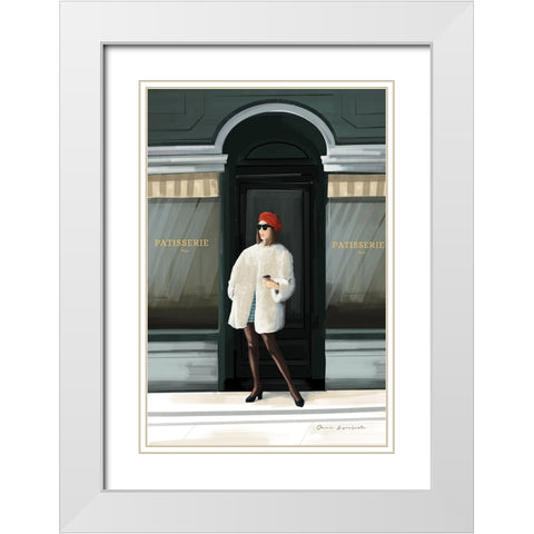 Girl in Paris White Modern Wood Framed Art Print with Double Matting by Escalante, Omar
