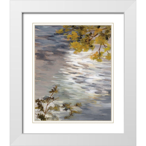 Branches and Ripples White Modern Wood Framed Art Print with Double Matting by Vassileva, Silvia