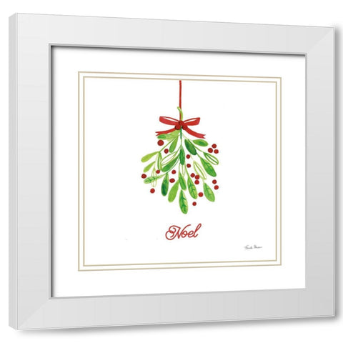 Holiday Mistletoe White Modern Wood Framed Art Print with Double Matting by Zaman, Farida